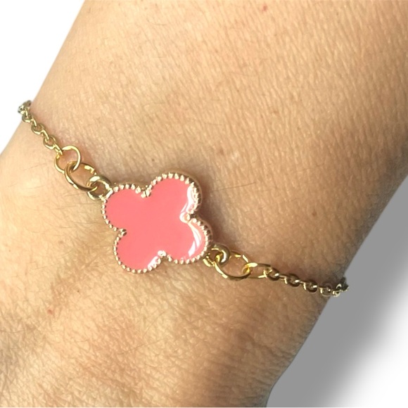 Jewelry - Coral Peach Charm Gold Plated Adjustable Bracelet